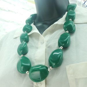Womens Fashion Jewelry Lobster Clasp Frosted Green Round Beaded Necklace